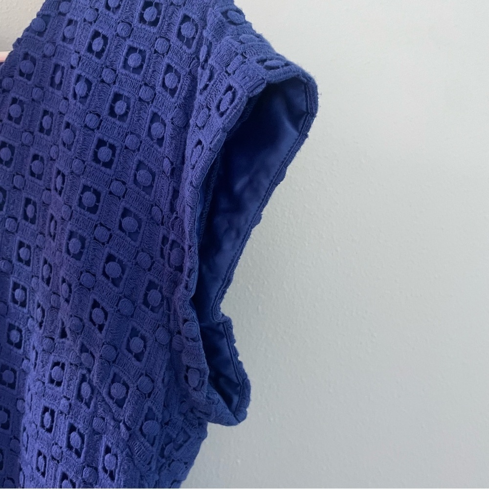 KATE SPADE NEW YORK Guipure Lace A-Line Mini Dress Cap-Sleeve Blue Women's 10 - Picture 6 of 13